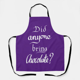 Funny Handwrited Chocolate Quote Humor Paars Schort