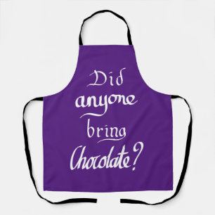 Funny Handwrited Chocolate Quote Humor Paars Schort