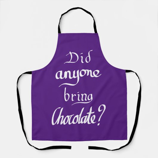 Funny Handwrited Chocolate Quote Humor Paars Schort (Voorkant)
