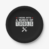 Funny Handyman Carpenter Gift - Ik werk met tools Papieren Bordje (Voorkant)
