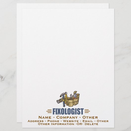 Funny Handyman Humoureuze FIXOLOGIST (Voorkant / Achterkant)
