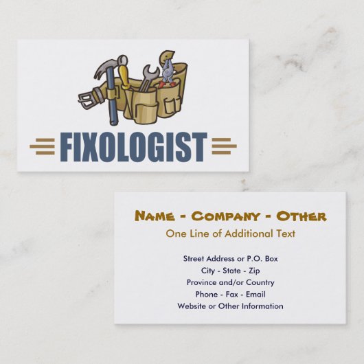 Funny Handyman Humoureuze FIXOLOGIST Visitekaartje (Voorkant / Achterkant)