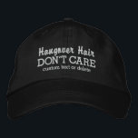 Funny Hangover Hair Zorg niet voor aangepaste teks Pet<br><div class="desc">Grappig honkbalhoed dat "Hangover Hair maakt niet uit" staat. Voeg een douanelijn van tekst bij de bodem toe - uw gebeurtenis, naam, enz. Verander gemakkelijk de tekst en de kleur van het pet. Of je nu 's nachts naar buiten gaat of 's ochtends na een leuke avond, dit wordt snel...</div>