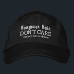 Funny Hangover Hair Zorg niet voor aangepaste teks Pet<br><div class="desc">Grappig honkbalhoed dat "Hangover Hair maakt niet uit" staat. Voeg een douanelijn van tekst bij de bodem toe - uw gebeurtenis, naam, enz. Verander gemakkelijk de tekst en de kleur van het pet. Of je nu 's nachts naar buiten gaat of 's ochtends na een leuke avond, dit wordt snel...</div>