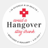 Funny Hangover Recovery Kit Custom Wedding Favor Ronde Sticker (Voorkant)