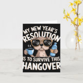 Funny Hangover Survival Dog New Year's Resolution  Kaart (Gele Bloem)