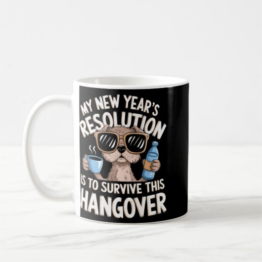 Funny Hangover Survival Dog New Year's Resolution Koffiemok (Links)