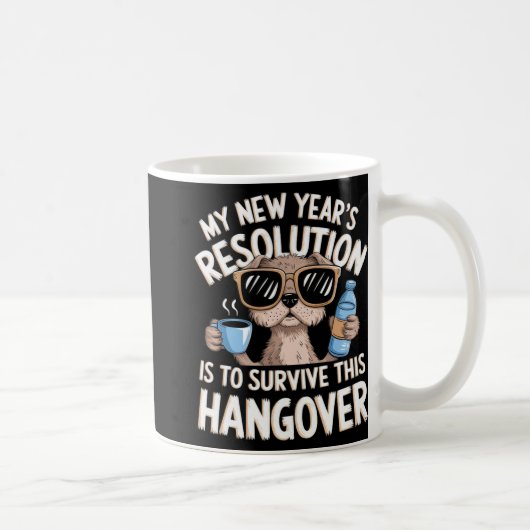 Funny Hangover Survival Dog New Year's Resolution  Koffiemok (Rechts)