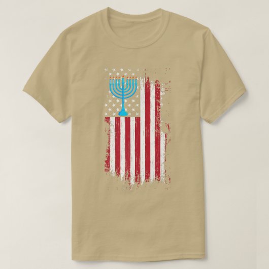 Funny Hanukkah American Flag Menorah T-shirt (Design voorkant)