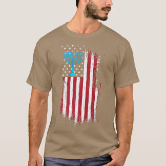 Funny Hanukkah American Flag Menorah T-shirt