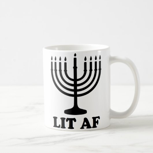 Funny hanukkah chanukah menorah lit af koffiemok (Rechts)