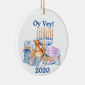 Funny Hanukkah Covid Waterverf Quarantine 2020 Keramisch Ornament (Rechts)