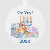 Funny Hanukkah Covid Waterverf Quarantine 2020 Ornament (achterkant)