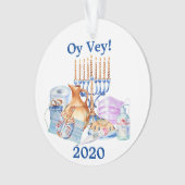 Funny Hanukkah Covid Waterverf Quarantine 2020 Ornament (voorkant)