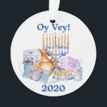 Funny Hanukkah Covid Waterverf Quarantine 2020 Ornament<br><div class="desc">Dit ontwerp werd gecreeerd door digitale kunst. Het kan op het verstrekte gebied worden gepersonaliseerd of door de foto te veranderen of uw eigen woorden toe te voegen worden aangepast. Neem contact met me op colorflowcreations@gmail.com als je dit ontwerp op een ander product wilt gebruiken. Koop mijn oorspronkelijke abstracte acrylschilderij...</div>
