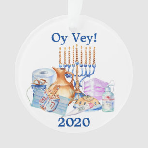 Funny Hanukkah Covid Waterverf Quarantine 2020 Ornament