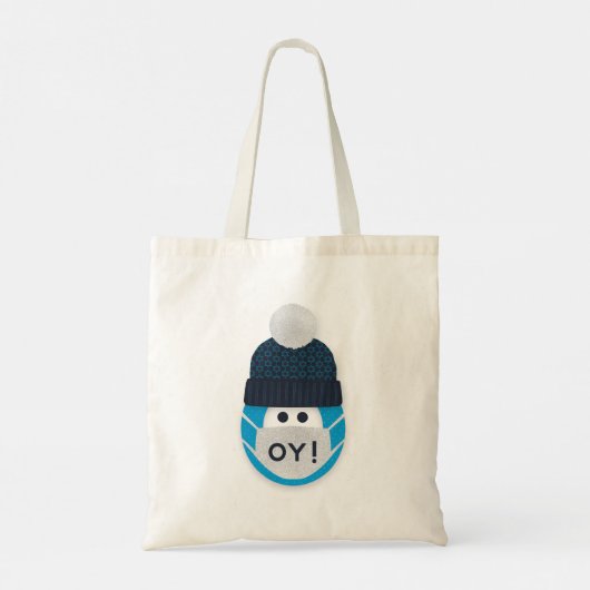 Funny Hanukkah Holiday Maskerde Karakter Oy! Tote Bag (Achterkant)