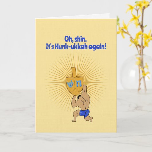 Funny Hanukkah Hunk Holiday Kaart (Gele Bloem)
