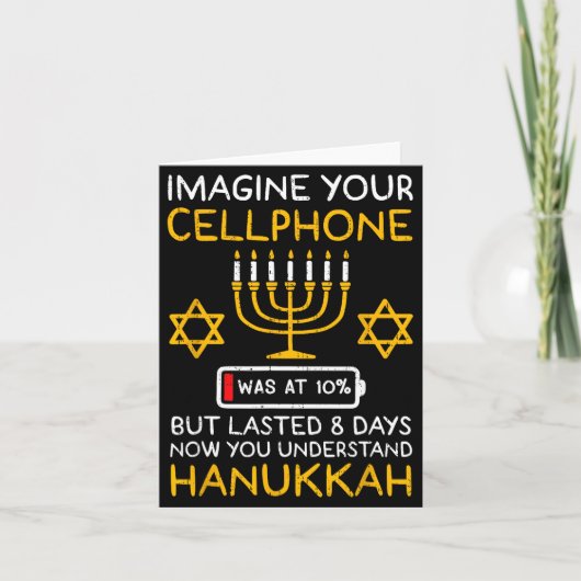 Funny Hanukkah Imagine Your Cellphone Chanukah Jew Kaart (Voorkant)