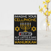 Funny Hanukkah Imagine Your Cellphone Chanukah Jew Kaart (Gele Bloem)
