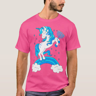 Funny Hanukkah Jewish Unicorn met Menorah T-shirt