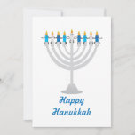 Funny Hanukkah menorah en kaarsen Feestdagenkaart<br><div class="desc">Funny Hanukkah-illustratie,  Cute candles-personages op de Hanukkah menorah</div>