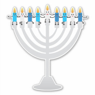 Funny Hanukkah menorah en kaarsen Sticker