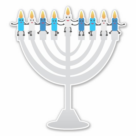 Funny Hanukkah menorah en kaarsen Sticker (Voorkant)