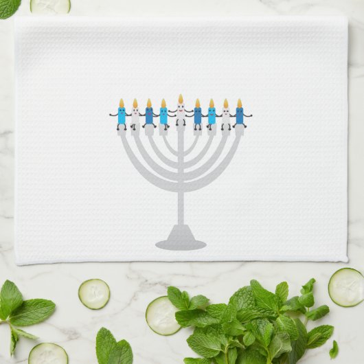 Funny Hanukkah menorah en kaarsen Theedoek (Gevouwen)
