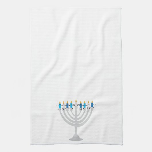 Funny Hanukkah menorah en kaarsen Theedoek (Verticaal)