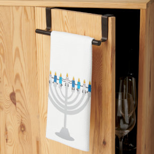 Funny Hanukkah menorah en kaarsen Theedoek