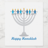 Funny Hanukkah menorah en kaarsen Wijn Etiket (Enkel label)