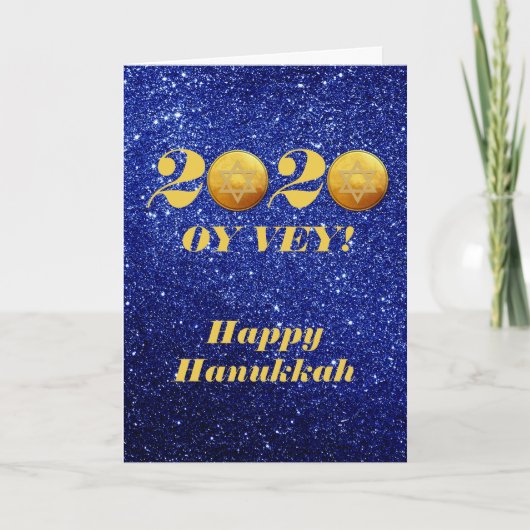 Funny Hanukkah Oy Vey 2020 Gelt Coin glitter Feestdagen Kaart (Voorkant)