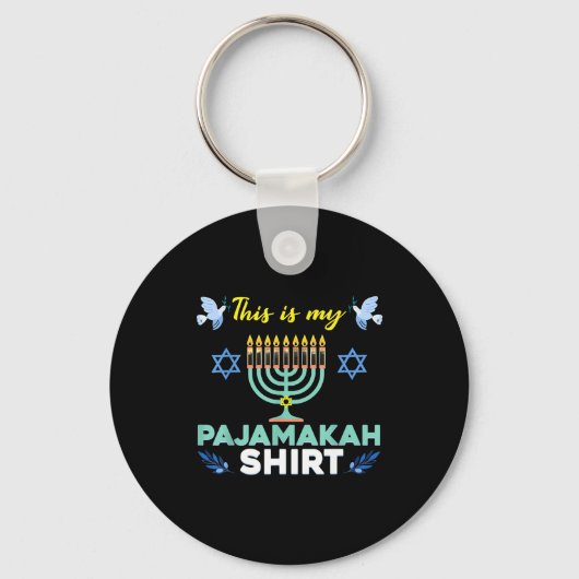 Funny Hanukkah Pajama Shirt This Is My Pajamakah G Sleutelhanger (Voorkant)