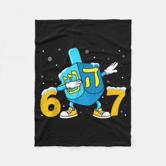 Funny Hanukkah Six Seven Chanukah Dreidel Dabbing  Fleece Deken (Voorkant)