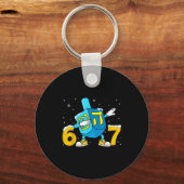 Funny Hanukkah Six Seven Chanukah Dreidel Dabbing Sleutelhanger (Voorkant)