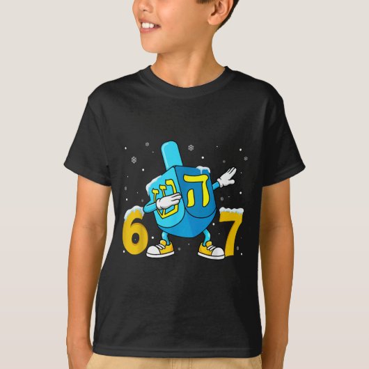 Funny Hanukkah Six Seven Chanukah Dreidel Dabbing T-shirt (Voorkant)