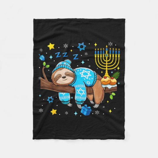 Funny Hanukkah Sloth Jewish Chanukah Sleeng Hanukk Fleece Deken (Voorkant)