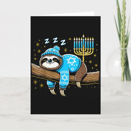 Funny Hanukkah Sloth Jewish Chanukah Sleeng Hanukk Kaart (Voorkant)