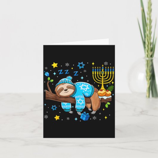 Funny Hanukkah Sloth Jewish Chanukah Sleeng Hanukk Kaart (Voorkant)