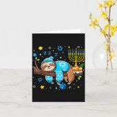 Funny Hanukkah Sloth Jewish Chanukah Sleeng Hanukk Kaart (Gele Bloem)