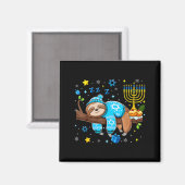 Funny Hanukkah Sloth Jewish Chanukah Sleeng Hanukk Magneet (Voorkant / Achterkant)