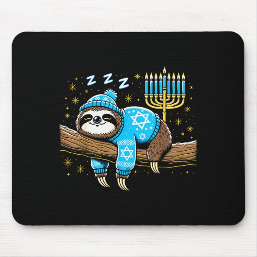 Funny Hanukkah Sloth Jewish Chanukah Sleeng Hanukk Muismat (Voorkant)