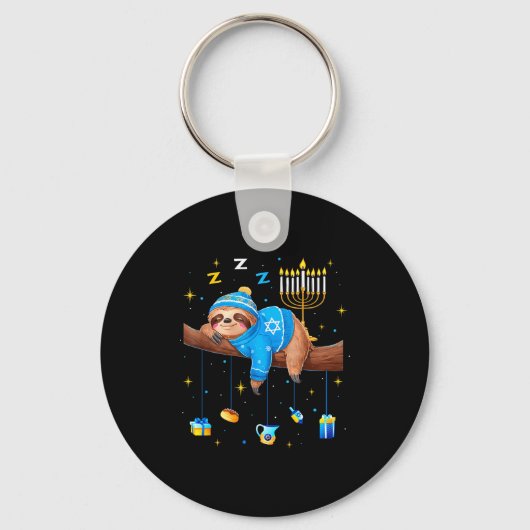 Funny Hanukkah Sloth Jewish Chanukah Sleeng Hanukk Sleutelhanger (Voorkant)