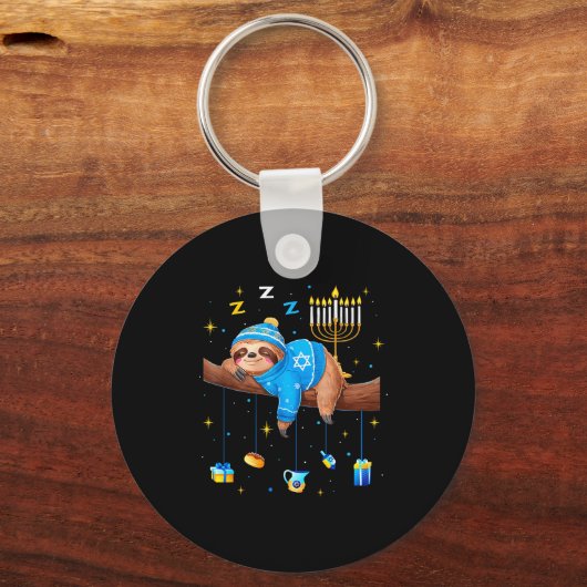Funny Hanukkah Sloth Jewish Chanukah Sleeng Hanukk Sleutelhanger (Voorkant)