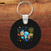 Funny Hanukkah Sloth Jewish Chanukah Sleeng Hanukk Sleutelhanger (Voorkant)