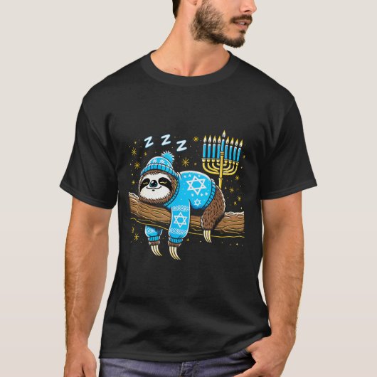 Funny Hanukkah Sloth Jewish Chanukah Sleeng Hanukk T-shirt (Voorkant)
