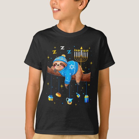 Funny Hanukkah Sloth Jewish Chanukah Sleeng Hanukk T-shirt (Voorkant)
