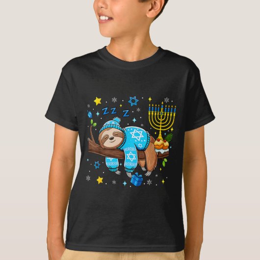 Funny Hanukkah Sloth Jewish Chanukah Sleeng Hanukk T-shirt (Voorkant)