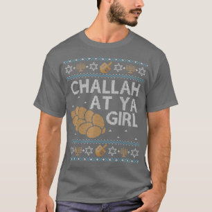 Funny Hanukkah Ugly Sweater Jewish Gift Challah bi T-shirt